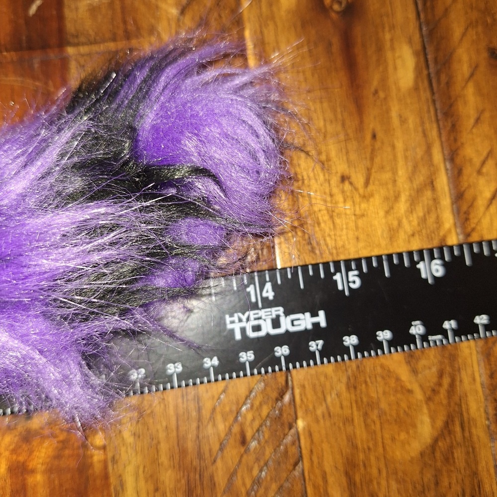 Purple Black Faux Fur Cosplay Tail Cat Fox Style Halloween Costume Accessory 1pc - Picture 3 of 7